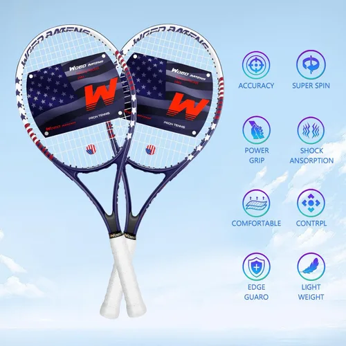 Miniatura 3 de Juego de raquetas de tenis para adultos de 27 pulgadas, incluye raqueta de tenis, pelotas de tenis, amortiguadores de vibración, bolsa de tenis