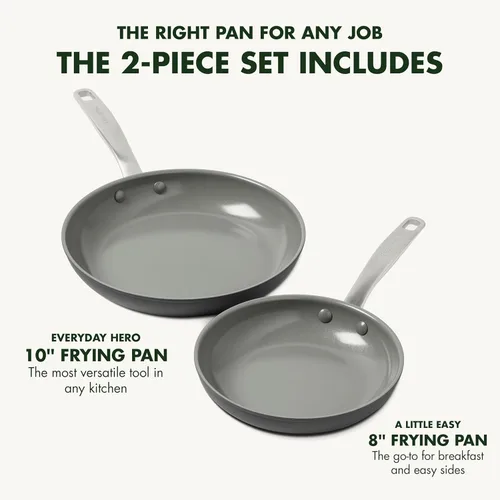 Miniatura 3 de GreenPan Chatham - Juego de sartenes antiadherentes de cerámica saludable anodizada dura de 8" y 10", sartén para omelet y huevos, sin PFAS, apto