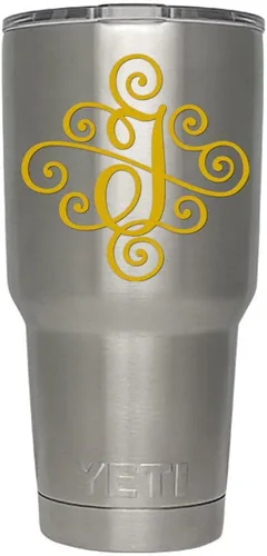 Miniatura 12 de Monogram - Calcomanía troquelada/vinilo adhesivo. Haga clic para opciones de color/letra. Disponible en cuatro colores y todas las letras de la A