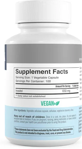 Miniatura 6 de FREEDA Myo-Inositol 650mg - Apoyo para el estado de ánimo, la calma y el bienestar - 100 cápsulas Pure Vitamin B8 inositol supplement for mood