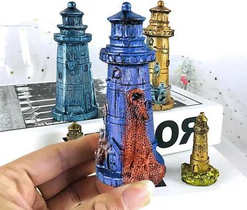 Miniatura 7 de Molde de resina de faro 3D, molde de silicona para velas de torre, molde de fundición epoxi náutica para bricolaje, pastel, fondant, jabón, playa