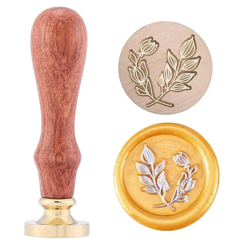 Yoption Sello de cera de hojas, sello botánico vintage para invitaciones de fiesta de boda, sobres, embalaje de regalo