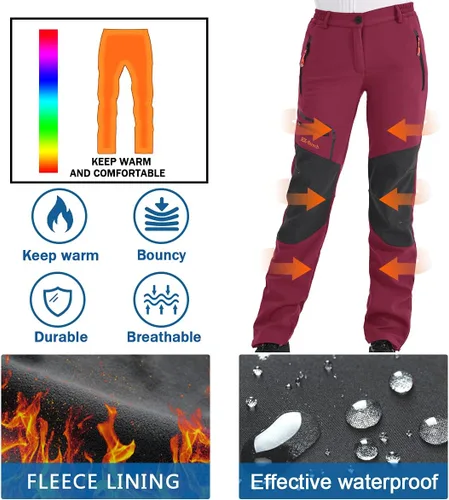 Miniatura 4 de Postropaky - Pantalones de esquí de nieve para mujer, impermeables, aislados, softshell, snowboard, cierre inferior de pierna