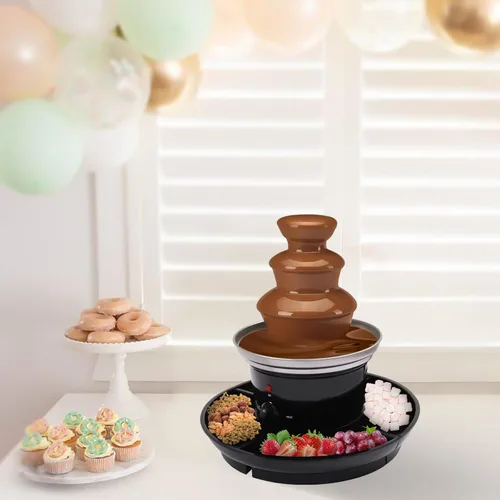 Miniatura 5 de Fuente de fondue de chocolate de 3 niveles, máquina calentadora eléctrica de chocolate inoxidable, fuente de chocolate cálida para el hogar, fuente