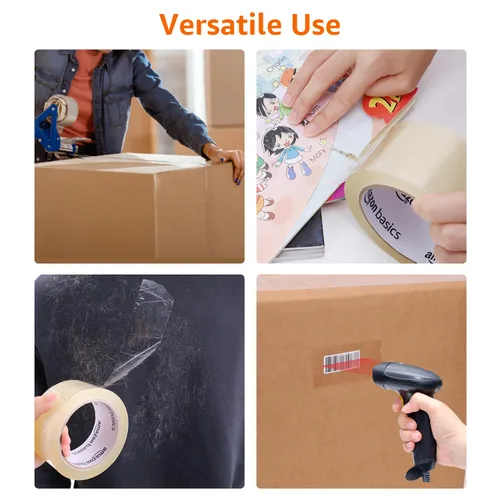 Miniatura 4 de Amazon Basics Cinta de embalaje, 1.88 pulgadas x 72.2 yardas, 1.8 mil de grosor (12 rollos), transparente, ideal para embalaje, envío, mudanza