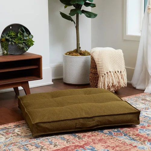 Miniatura 7 de Happy Hounds Milo - Cama cuadrada copetuda para perro, musgo, mediano (32 x 32 pulgadas)