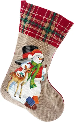 Miniatura 7 de LUSandy Calcetines colgantes de Navidad 5D con pintura de diamante de Papá Noel, adornos colgantes de 14 pulgadas, bolsa de dulces de Navidad