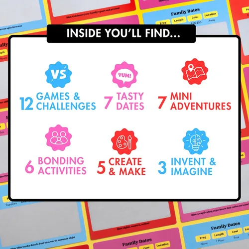 Miniatura 4 de Happy Duo Family Dates 40 Tarjetas de Rasca y Ganca – Actividades Divertidas y Ideas para Noches de Citas Familiares para Niños y Padres – Juego