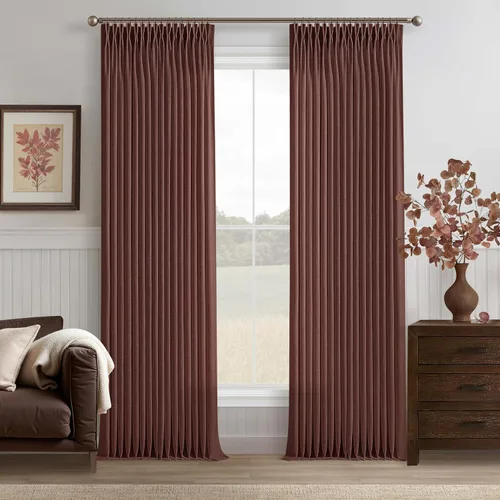 Miniatura 77 de TWODRAPES Cortinas de Lino Plisadas con Pinza Beige Blancas de 54 Pulgadas de Largo 2 Paneles para Comedor Cocina Dormitorio Plisadas Semi