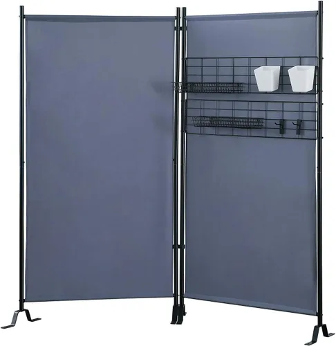 Miniatura 9 de Proman Products - Divisor de sección Galaxy II, divisor de habitación de tela repelente al agua con marco de metal recubierto de polvo negro
