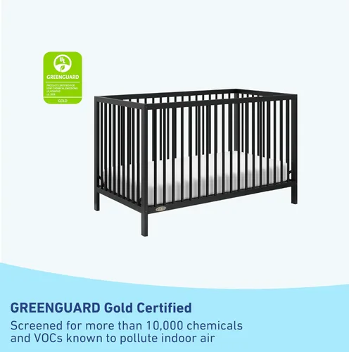 Miniatura 7 de Graco Teddi Cuna convertible 5 en 1 (negro) – Certificado GREENGUARD Gold, se convierte en sofá cama, cama infantil y individual con cabecera