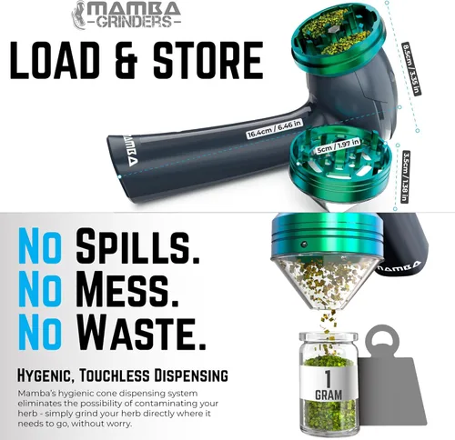Miniatura 3 de Mamba Molinillos eléctricos - Molinillo de especias y hierbas recargable por USB, molinillo de metal portátil de 0.04 oz para hierbas, molinillo