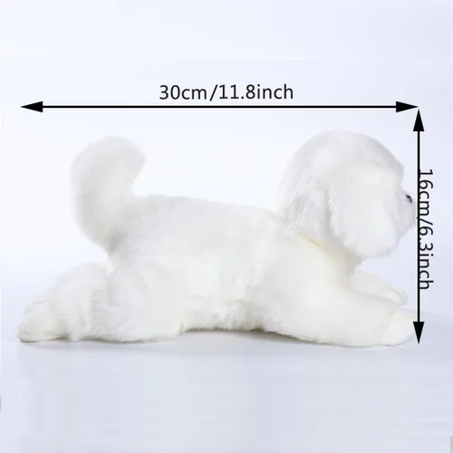 Miniatura 7 de CU-MATE Juguetes de peluche maltés de 12 pulgadas, simulación realista y realista, juguete de peluche suave hecho a mano, regalo para niños y niñas