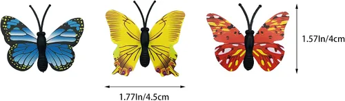 Miniatura 2 de 100 calcomanías de mariposa coloridas, calcomanías de pared de mariposa 3D, decoración de pared de mariposas de plástico para fiesta de cumpleaños