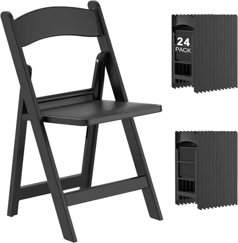 Miniatura 17 de Paquete de 4 sillas plegables de resina, sillas plegables de capacidad de peso de 650 libras con asientos acolchados, silla plegable ligera
