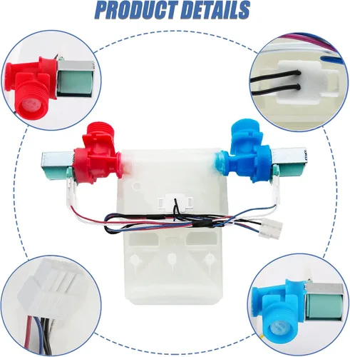 Miniatura 3 de Válvula de entrada de agua para lavadora mejorada W10869800, repuestos para lavadoras Número de pieza: W11038689, W10776841, W11024486 Compatible