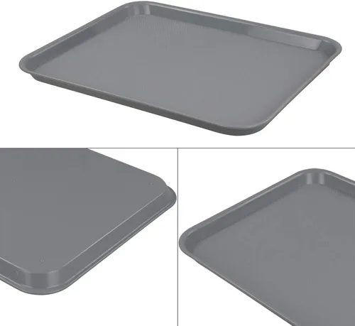 Miniatura 3 de Begale Bandeja de plástico para servir comida rápida, bandeja grande de cocina, juego de 4, gris