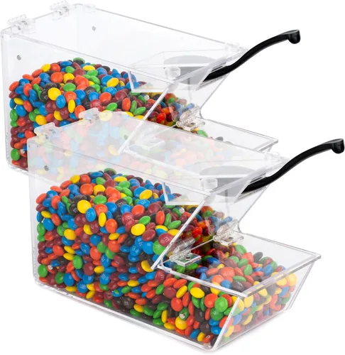 Miniatura 10 de IneVibe Dispensador de cobertura de caramelo – Recipiente acrílico a granel con cuchara, apilable y magnético para múltiples soportes en el estante