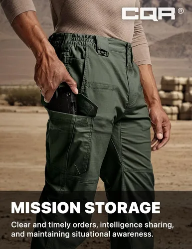Miniatura 265 de CQR – Pantalones tácticos elásticos tipo cargo para hombre, resistentes al agua, de tela ripstop (antidesgarros), ligeros, ideales para uso diario