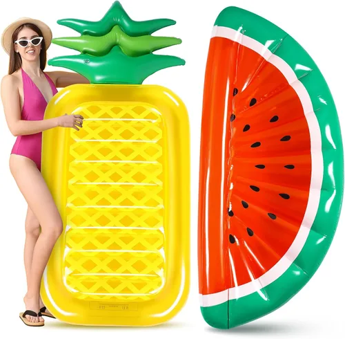 Miniatura 7 de Libima Flotadores gigantes para piscina, flotadores grandes de alimentos de frutas, inflables, piña, berenjena, sandía, piruleta, magdalena, pizza