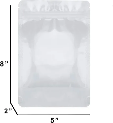 Miniatura 2 de Bolsas de pie de 5 x 8 pulgadas, paquete de 100 – Parte delantera transparente y parte trasera de papel de aluminio, bolsas de almacenamiento