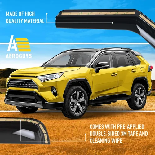 Miniatura 6 de Deflectores de ventana extra duraderos en el canal, protectores de lluvia aptos para Toyota RAV4 2019-2025, viseras solares, ventilación de viento