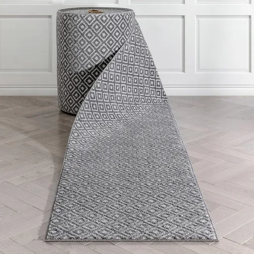 Miniatura 14 de Well Woven Alfombra de pasillo de tamaño personalizado, elige tu longitud, color gris piano, tribal, diamante, geométrico, 31 pulgadas de ancho x 16