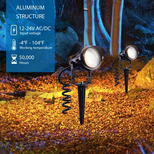 Miniatura 3 de SUNVIE Luces LED de paisaje de 12 W de bajo voltaje, luces de camino de jardín, luz blanca súper cálida de 12 V, impermeables, para exteriores