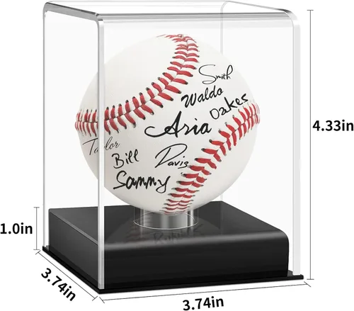 Miniatura 2 de Estuche de exhibición de béisbol, cubo acrílico con protección UV, estuche transparente para recuerdos y pelotas autografiadas (4 unidades)