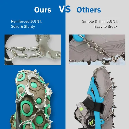 Miniatura 4 de Tacos de hielo para niños, crampones para niños, botas y zapatos de senderismo para niños, tacos de tracción antideslizantes de acero inoxidable