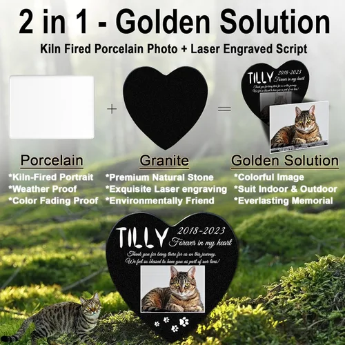 Miniatura 2 de ADFSTONE Piedras conmemorativas para mascotas en forma de corazón de 10 pulgadas, regalos personalizados de recuerdo de perros, placa de duelo