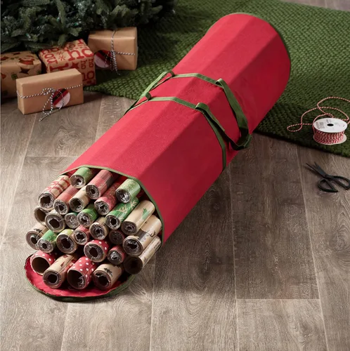 Miniatura 2 de ZOBER Organizador redondo de papel de regalo de Navidad, contenedores de almacenamiento de papel de regalo de 40 pulgadas, soporte para papel