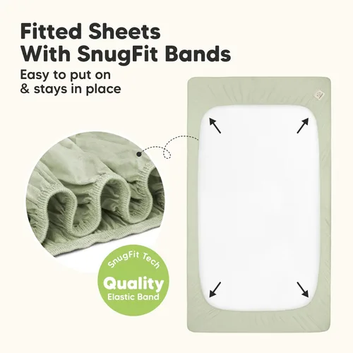 Miniatura 6 de Paquete de 2 sábanas impermeables para cuna de bebé para niños y niñas - 52x28 sábanas para cama de niño pequeño de viscosa derivada de bambú