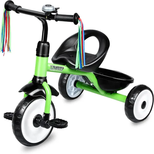 Liberry Triciclo para niños de 2 a 3 años, triciclo para niños con campana, cesta trasera y pedal extraíble, bicicleta de 3 ruedas, juguetes de Verde