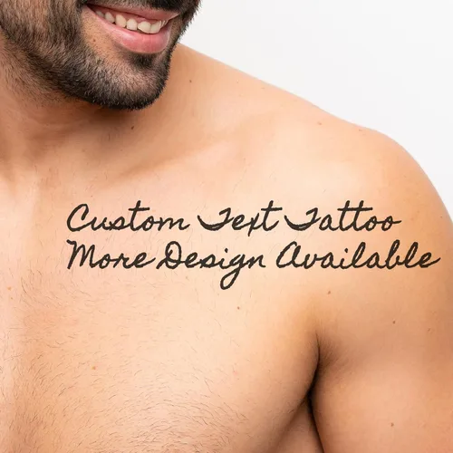 Tatuajes temporales personalizados con nombre/texto, tatuajes de nombre falsos personalizados, adhesivo corporal impermeable temporal para mujeres y