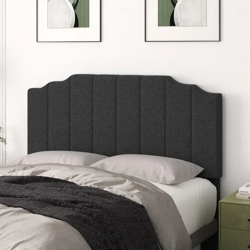 Miniatura 14 de Befurtori Cabecera Solo Tamaño King, Cabecera de Terciopelo Montada en Pared King para Cama Ajustable Cabecera Moderna Tapizada Fácil Montaje, Gris