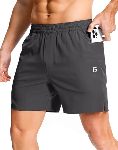 Miniatura 30 de GGJ Pantalones cortos deportivos ligeros para hombre con 2 bolsillos con cremallera de 7/5/9 pulgadas, pantalones cortos de tenis de secado rápido