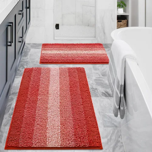 Miniatura 15 de Gibelle Alfombras Azules para Baño, Alfombra de Baño de Chenilla de Lujo, Alfombra Pequeña Antideslizante para Ducha y Alfombras para el Suelo