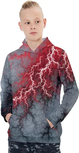 Miniatura 5 de Goodstoworld Sudadera con capucha y bolsillos de forro polar cálido con gráficos 3D para niños y niñas, talla 5-16 años