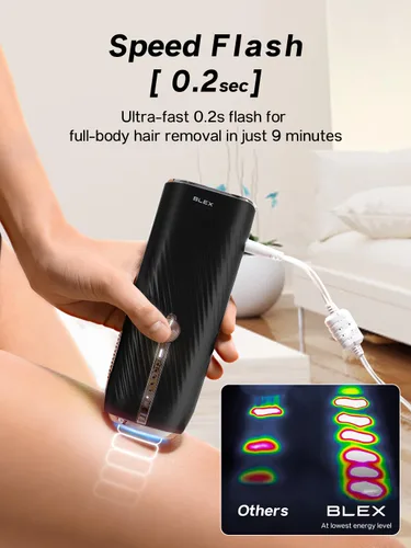 Miniatura 4 de Blex Depilación láser para mujeres y hombres, dispositivo de depilación IPL eficaz en 2 semanas, con emisión de luz ultrarrápida de 0.2 s, cómodo e