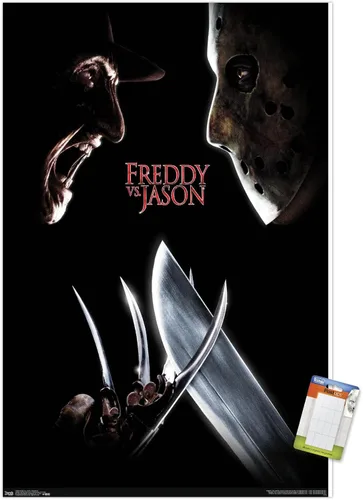 Miniatura 12 de Trends International Freddy vs. Jason - Póster de pared de una hoja, 14.725 x 22.375 pulgadas, versión enmarcada de madera de granero