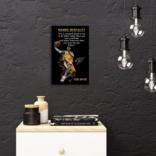 Miniatura 3 de Kobe Bryant - Póster inspirador para pared, lienzo con cita de mentalidad de Mamba, arte de pared, diseño deportivo de jugador de baloncesto