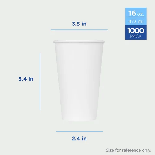 Miniatura 3 de Karat Taza de café de papel de 16 oz [1,000 ct] Taza desechable blanca para bebidas calientes/frías y bebidas 3.543 in (C-K516W)