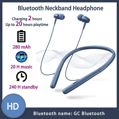 Miniatura 4 de Auriculares Bluetooth inalámbricos Bluetooth 5.0 con banda para el cuello con 20 horas de reproducción, controladores de 0.394 pulgadas, auriculares