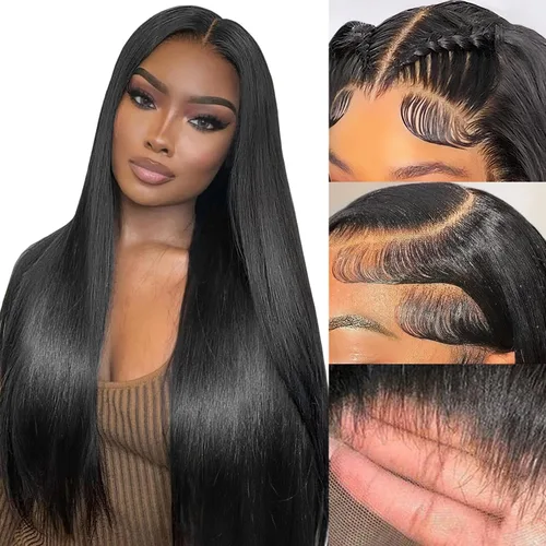 Miniatura 8 de Pelucas de cabello humano lacio prearrancado de 13 x 6 pulgadas, pelucas de cabello humano de densidad 200 HD transparente con encaje frontal