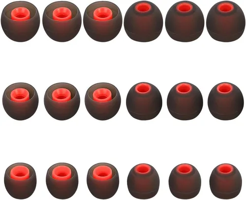 Miniatura 36 de Puntas de repuesto para auriculares, puntas de silicona para los oídos, aptos para agujeros interiores de 0.150 in a 0.201 in, 9 pares S/M/L blanco