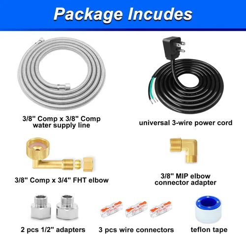 Miniatura 8 de Kit de instalación para lavaplatos – Manguera de acero inoxidable de 6 pies para lavavajillas con conexiones de compresión de 3/8 pulgadas, tubo