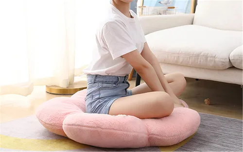 Miniatura 5 de YILANLAN Lindo Cojín de Flores de Felpa Almohada de Piso Casual Cómoda Almohada Oficina Sala de Estar Cama Decoración Cojín Simple Decoración de Rosa