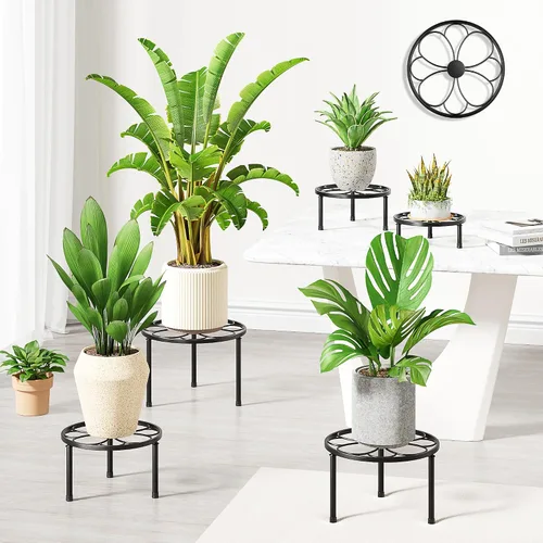 Miniatura 2 de Paquete de 5 soportes de metal para plantas, soporte resistente para macetas de flores, contenedor de jardín de hierro inoxidable para interiores