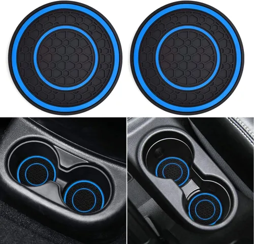 Miniatura 14 de Auprite Portavasos para automóvil, paquete de 2 posavasos universales antideslizantes para automóvil, accesorios para el interior del automóvil Negro